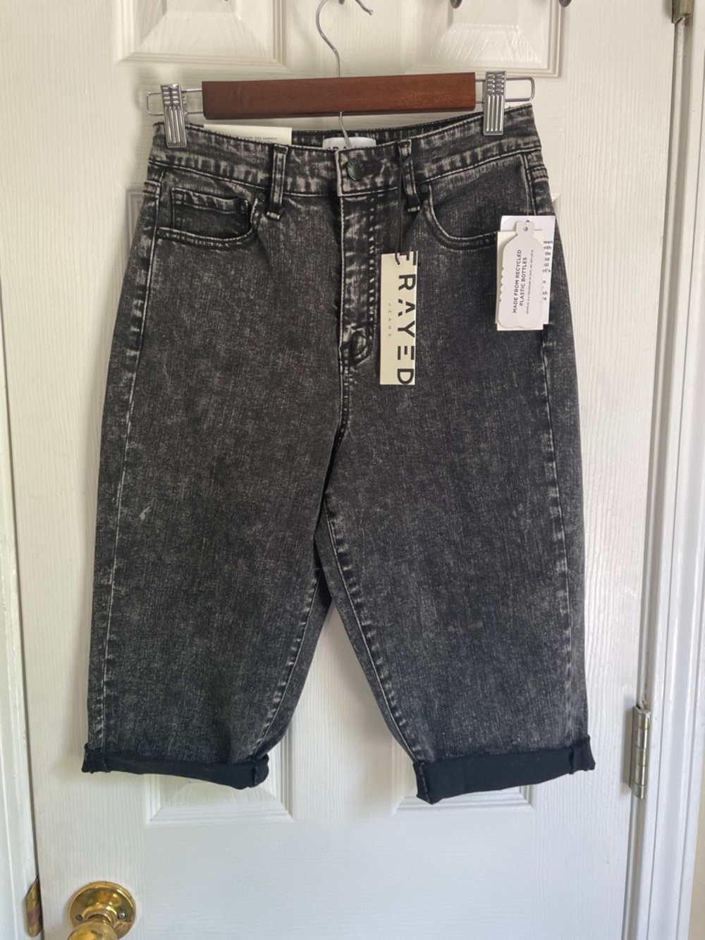 FRAYED High-Rise Black Grunge Streetwear Acid-Wash Women's Jeans
